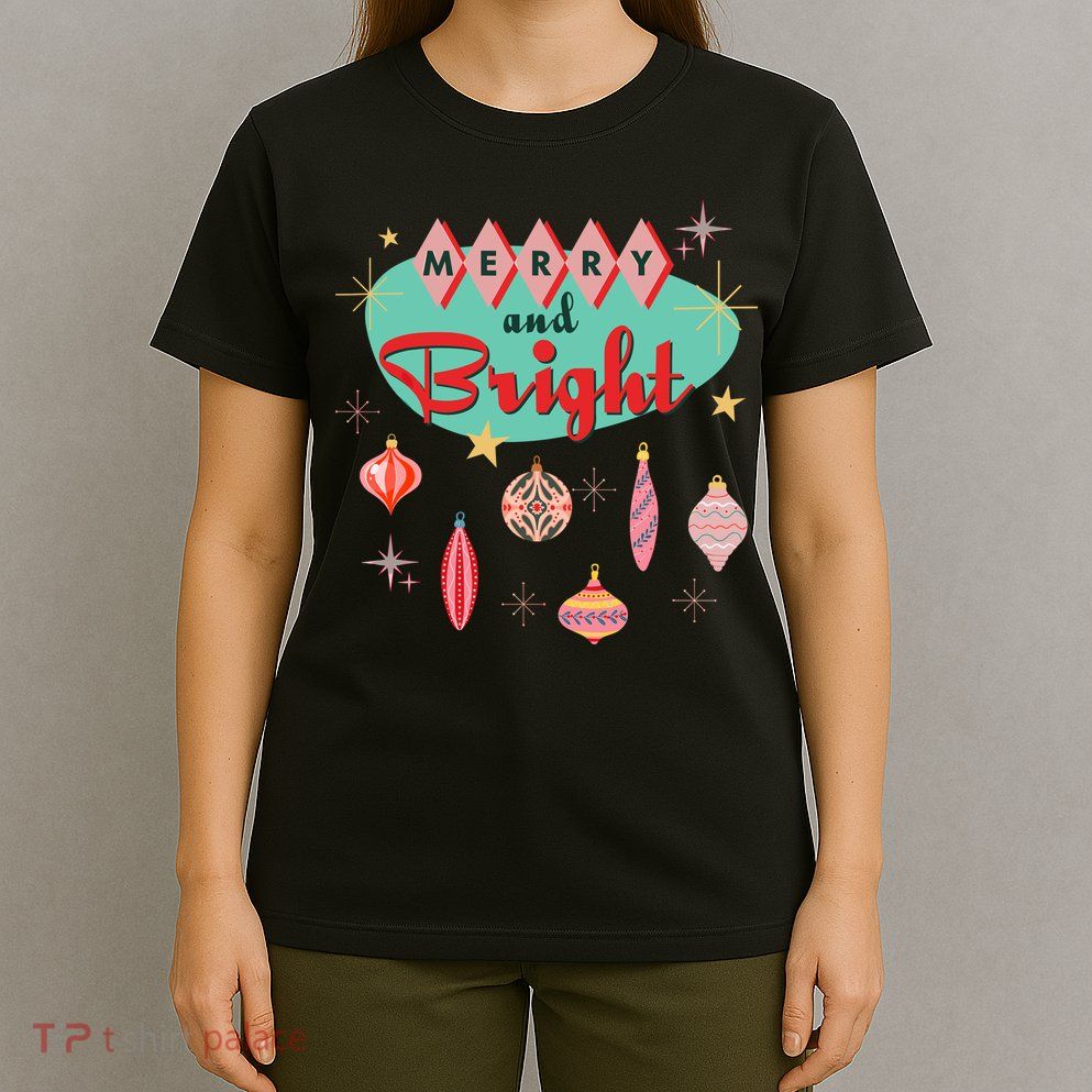 Retro Merry And Bright Midcentury Modern Christmas Ornament T-Shirt
