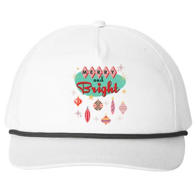 Retro Merry And Bright Midcentury Modern Christmas Ornament Snapback Five-Panel Rope Hat