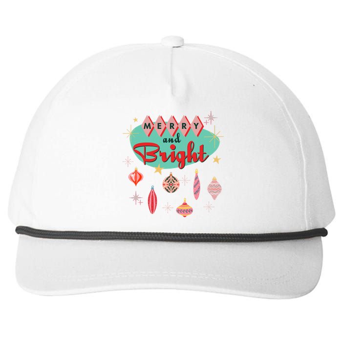 Retro Merry And Bright Midcentury Modern Christmas Ornament Snapback Five-Panel Rope Hat