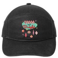 Retro Merry And Bright Midcentury Modern Christmas Ornament 7-Panel Snapback Hat