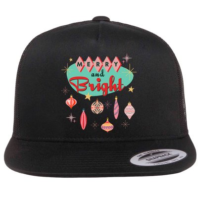 Retro Merry And Bright Midcentury Modern Christmas Ornament Flatbill Hat
