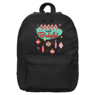 Retro Merry And Bright Midcentury Modern Christmas Ornament 16 in Basic Backpack