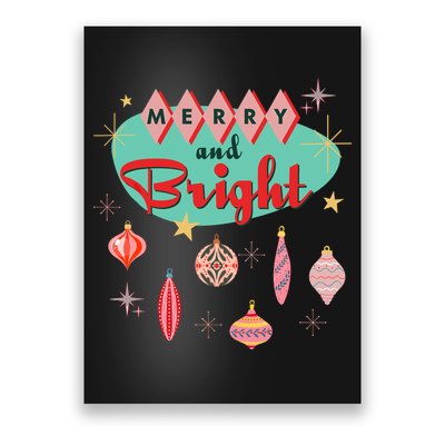 Retro Merry And Bright Midcentury Modern Christmas Ornament Poster