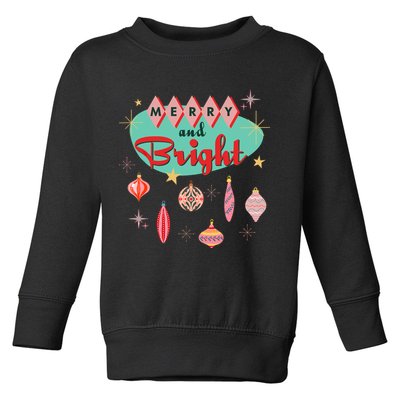 Retro Merry And Bright Midcentury Modern Christmas Ornament Toddler Sweatshirt
