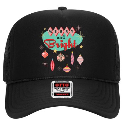 Retro Merry And Bright Midcentury Modern Christmas Ornament Trucker Hat