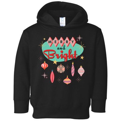 Retro Merry And Bright Midcentury Modern Christmas Ornament Toddler Hoodie