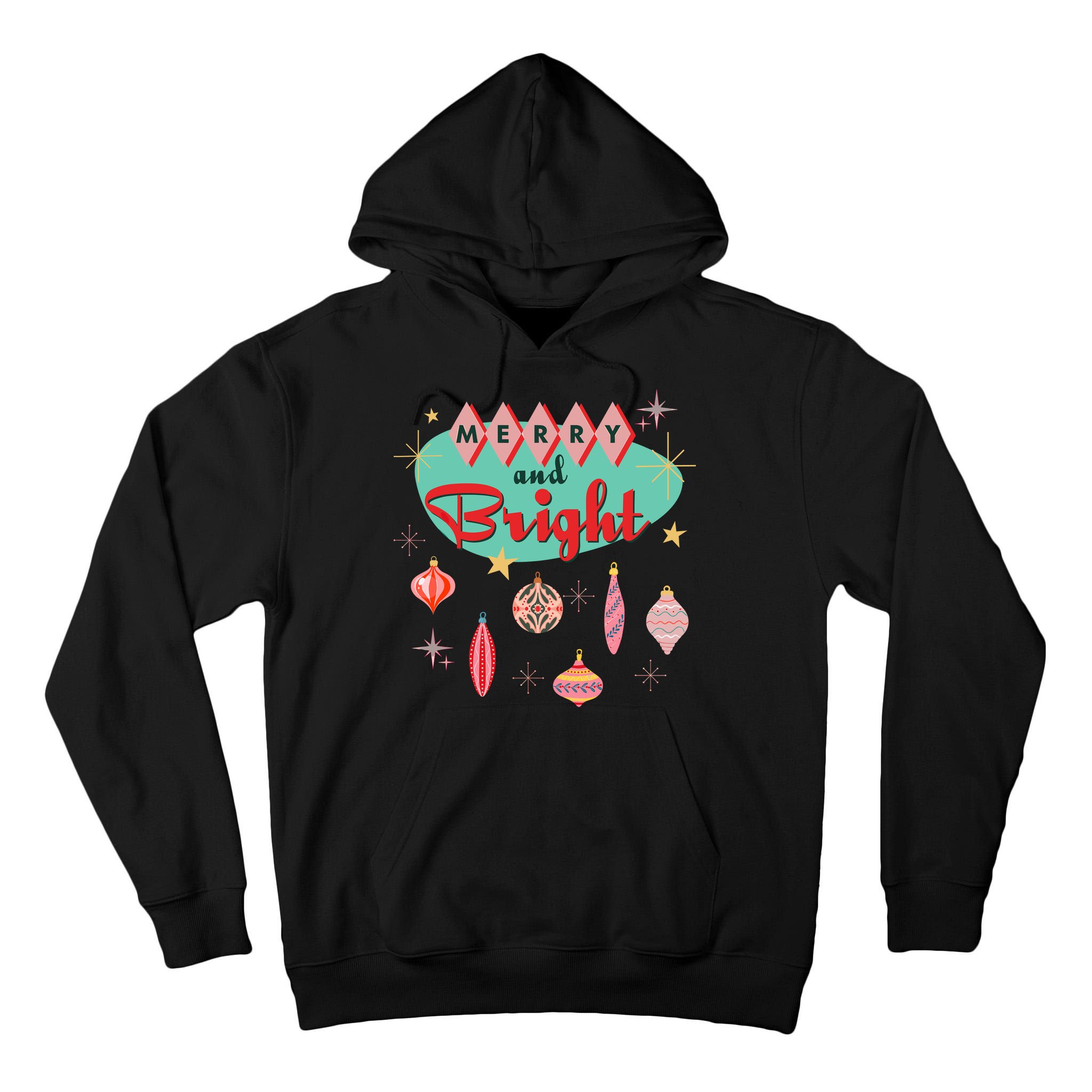 Retro Merry And Bright Midcentury Modern Christmas Ornament Tall Hoodie