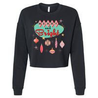 Retro Merry And Bright Midcentury Modern Christmas Ornament Cropped Pullover Crew