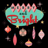 Retro Merry And Bright Midcentury Modern Christmas Ornament Cropped Pullover Crew