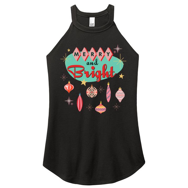 Retro Merry And Bright Midcentury Modern Christmas Ornament Women's Perfect Tri Rocker Tank