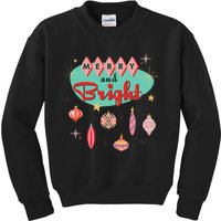 Retro Merry And Bright Midcentury Modern Christmas Ornament Kids Sweatshirt