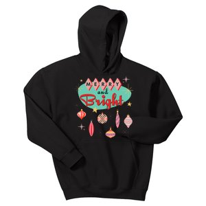 Retro Merry And Bright Midcentury Modern Christmas Ornament Kids Hoodie