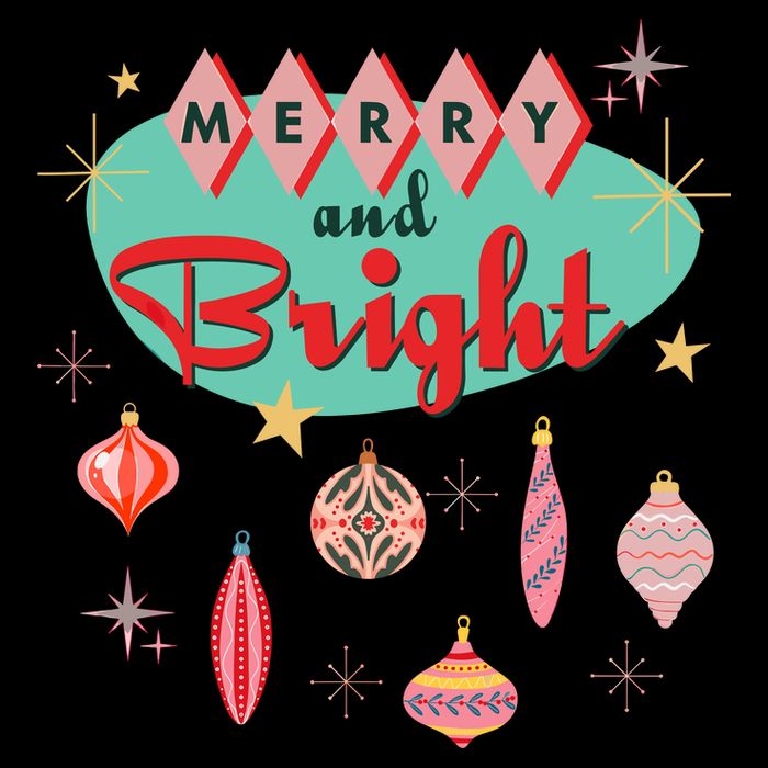 Retro Merry And Bright Midcentury Modern Christmas Ornament Short Acrylic Beanie