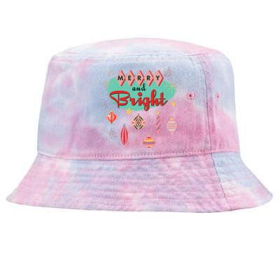 Retro Merry And Bright Midcentury Modern Christmas Ornament Tie-Dyed Bucket Hat