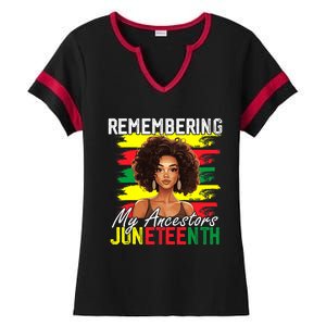 Remembering My Ancestors Juneteenth Melanin Black Women Ladies Halftime Notch Neck Tee