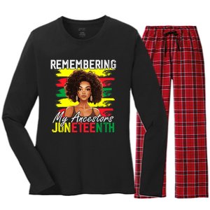 Remembering My Ancestors Juneteenth Melanin Black Women Women's Long Sleeve Flannel Pajama Set 