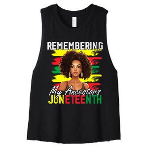 Remembering My Ancestors Juneteenth Melanin Black Women Women's Racerback Cropped Tank