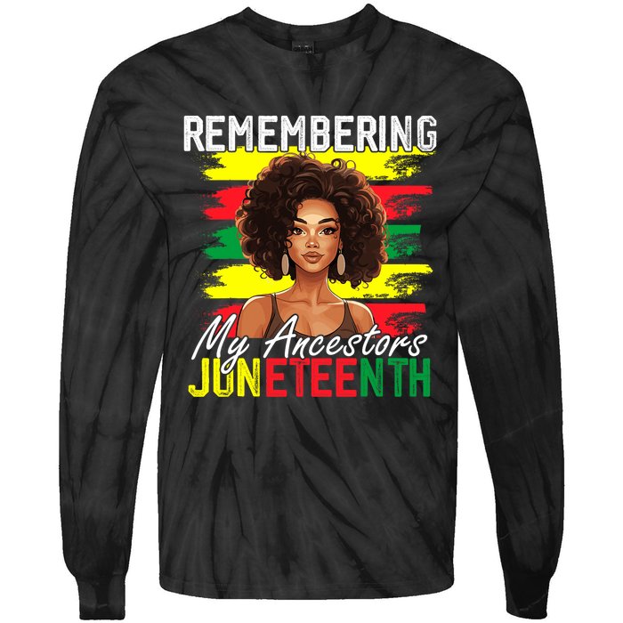 Remembering My Ancestors Juneteenth Melanin Black Women Tie-Dye Long Sleeve Shirt