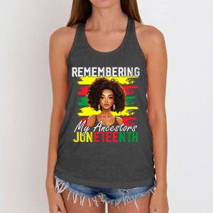 Remembering My Ancestors Juneteenth Melanin Black Women Women's Knotted Racerback Tank