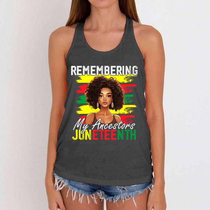 Remembering My Ancestors Juneteenth Melanin Black Women Women's Knotted Racerback Tank