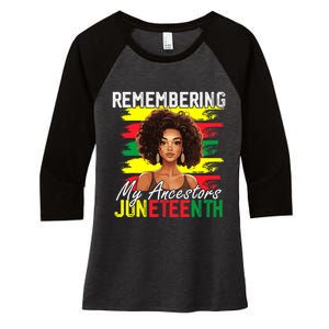 Remembering My Ancestors Juneteenth Melanin Black Women Women's Tri-Blend 3/4-Sleeve Raglan Shirt