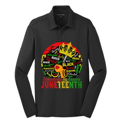 Remembering My Ancestors Juneteenth Celebrate Black Silk Touch Performance Long Sleeve Polo