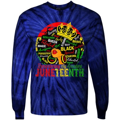 Remembering My Ancestors Juneteenth Celebrate Black Tie-Dye Long Sleeve Shirt