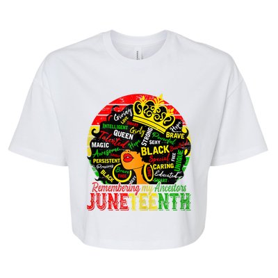 Remembering My Ancestors Juneteenth Celebrate Black Bella+Canvas Jersey Crop Tee