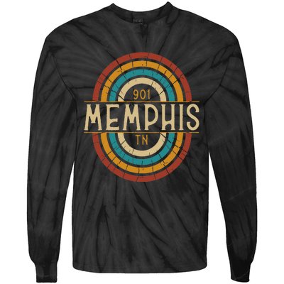 Retro Memphis Area Code 901 Residents State Tennessee Tie-Dye Long Sleeve Shirt