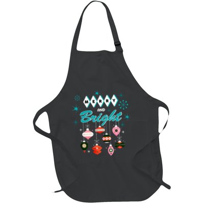 Retro Merry And Bright Midcentury Modern Christmas Pyrex Full-Length Apron With Pockets