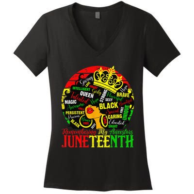 Remembering My Ancestors Juneteenth Celebrate Black  Women's V-Neck T-Shirt