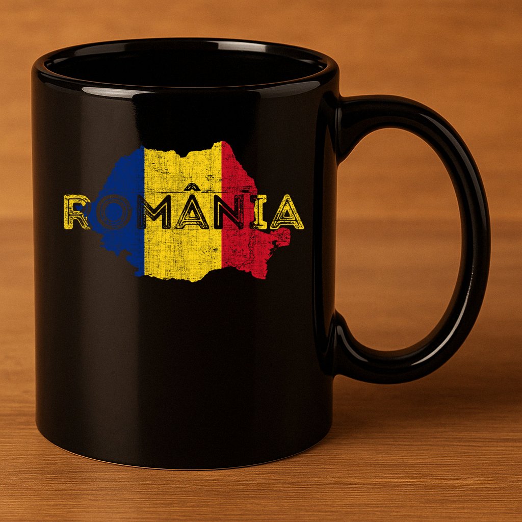 Roian Map And Flag Souvenir Gift Distressed Roia Meaningful Gift 11oz C Handle Ceramic Mug