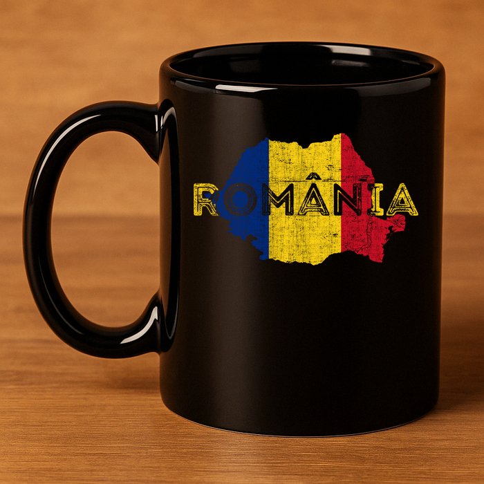 Roian Map And Flag Souvenir Gift Distressed Roia Meaningful Gift 11oz C Handle Ceramic Mug