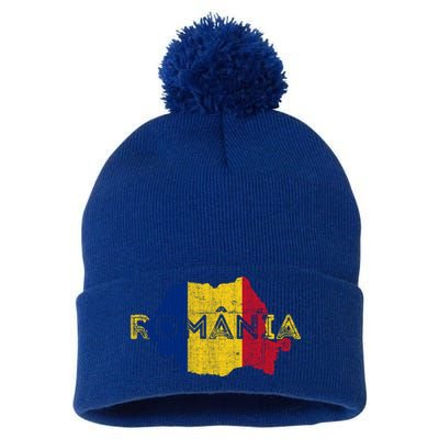 Roian Map And Flag Souvenir Gift Distressed Roia Meaningful Gift Pom Pom 12in Knit Beanie