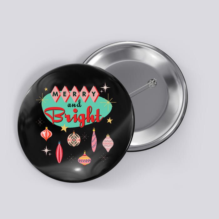 Retro Merry And Bright Mid Century Modern Christmas Orna Button