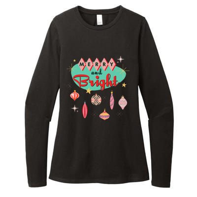 Retro Merry And Bright Mid Century Modern Christmas Orna Womens CVC Long Sleeve Shirt