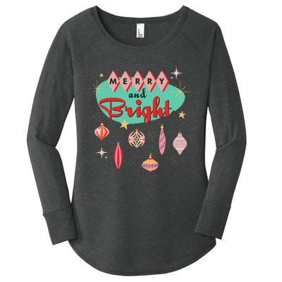 Retro Merry And Bright Mid Century Modern Christmas Orna Women's Perfect Tri Tunic Long Sleeve Shirt