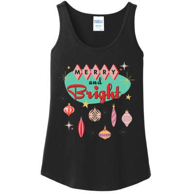 Retro Merry And Bright Mid Century Modern Christmas Orna Ladies Essential Tank