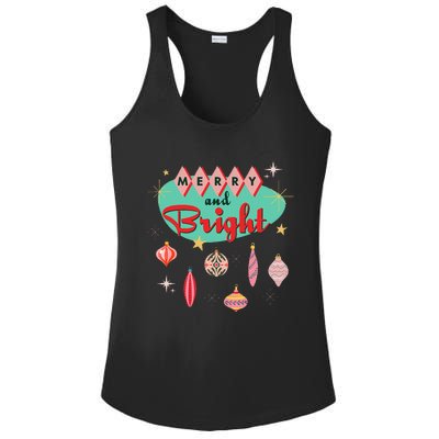 Retro Merry And Bright Mid Century Modern Christmas Orna Ladies PosiCharge Competitor Racerback Tank