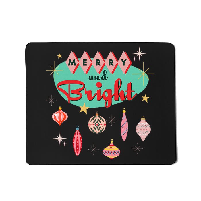 Retro Merry And Bright Mid Century Modern Christmas Orna Mousepad