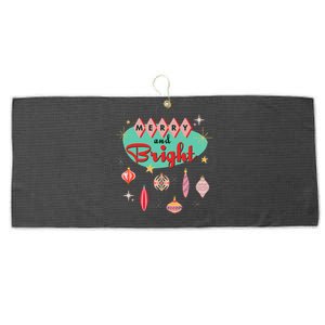 Retro Merry And Bright Mid Century Modern Christmas Orna Large Microfiber Waffle Golf Towel