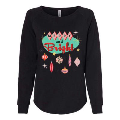 Retro Merry And Bright Mid Century Modern Christmas Orna Womens California Wash Sweatshirt