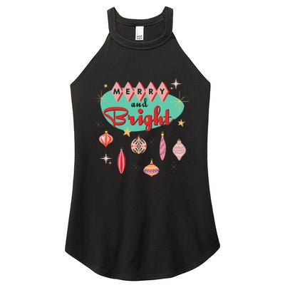 Retro Merry And Bright Mid Century Modern Christmas Orna Women's Perfect Tri Rocker Tank