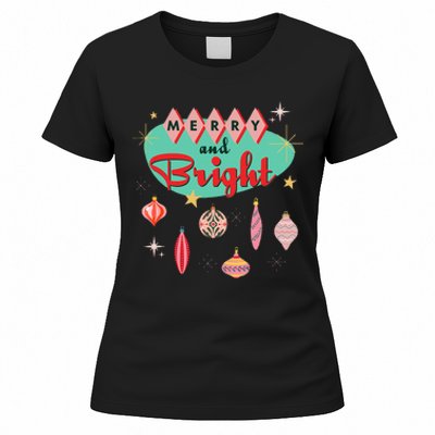 Retro Merry And Bright Mid Century Modern Christmas Orna Women's T-Shirt