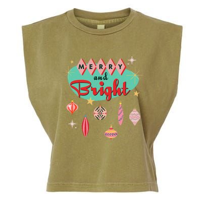 Retro Merry And Bright Mid Century Modern Christmas Orna Garment-Dyed Women's Muscle Tee