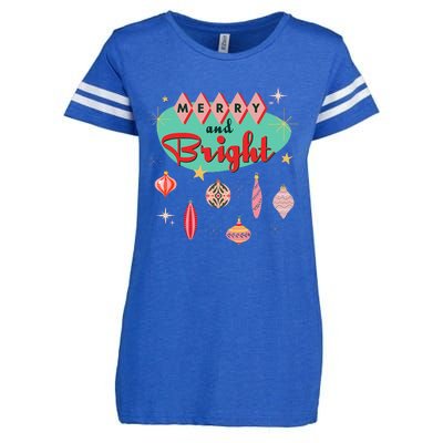 Retro Merry And Bright Mid Century Modern Christmas Orna Enza Ladies Jersey Football T-Shirt