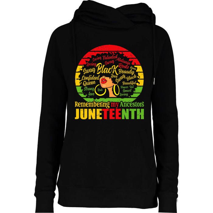 Remembering My Ancestors Juneteenth Womens Funnel Neck Pullover Hood