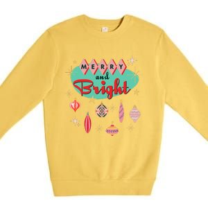 Retro Merry and Bright MidCentury Modern Christmas Ornament  Premium Crewneck Sweatshirt