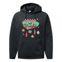 Retro Merry and Bright MidCentury Modern Christmas Ornament  Performance Fleece Hoodie