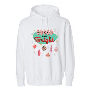 Retro Merry and Bright MidCentury Modern Christmas Ornament  Garment-Dyed Fleece Hoodie